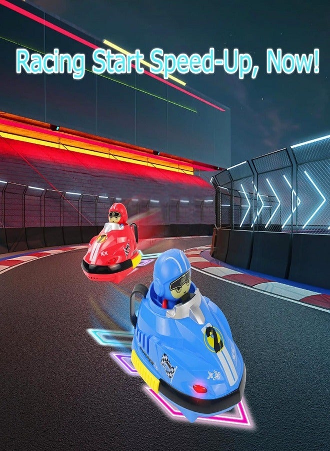 Toy Maker Toy Set Bumper Cars with Remote Control for Toddlers 2-Piece Cars with Music LED Lights Cartoon Speed ​​Bumper Christmas Gift for Boys, White - Image 4