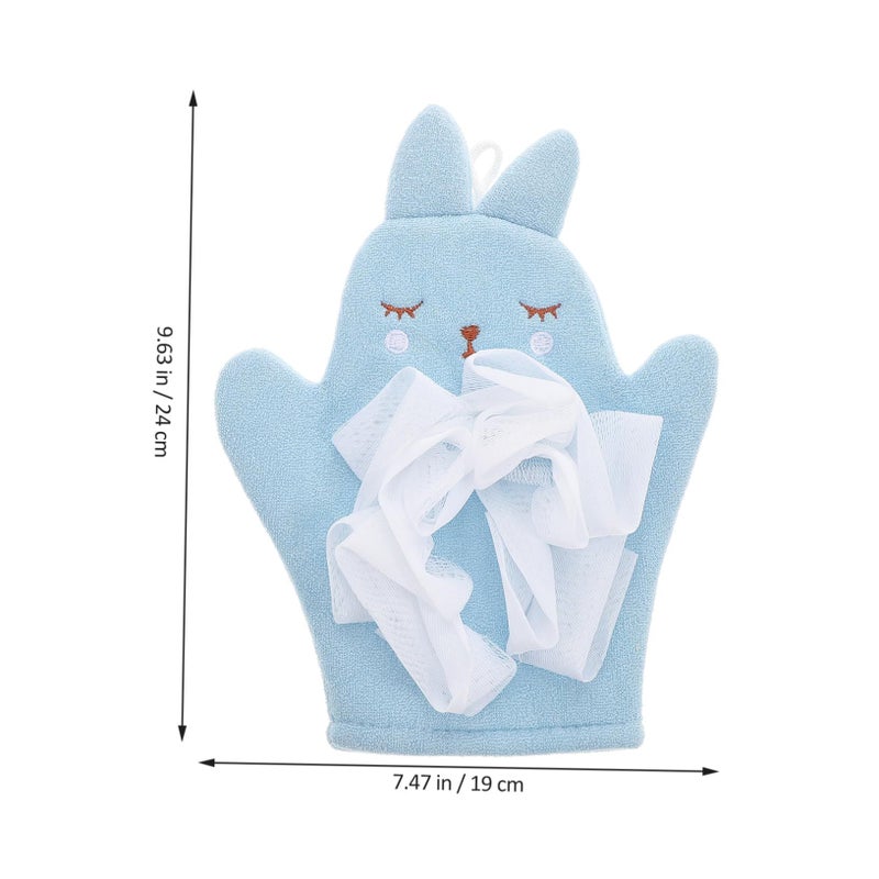 Double Sided Bunny Bath Mitt Cartoon Shower Gloves Exfoliating Washcloth - Image 3