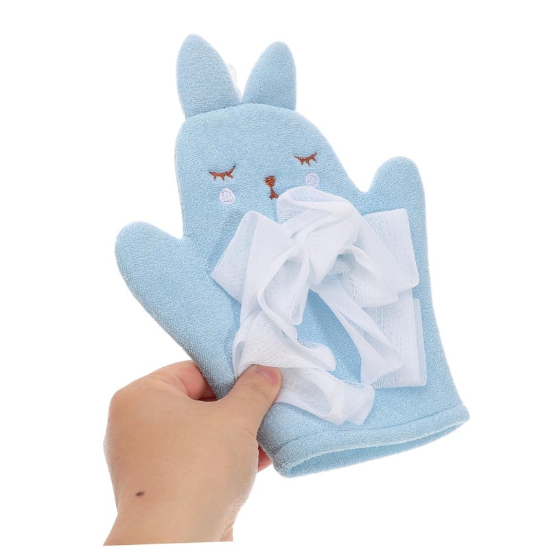 Double Sided Bunny Bath Mitt Cartoon Shower Gloves Exfoliating Washcloth - Image 4