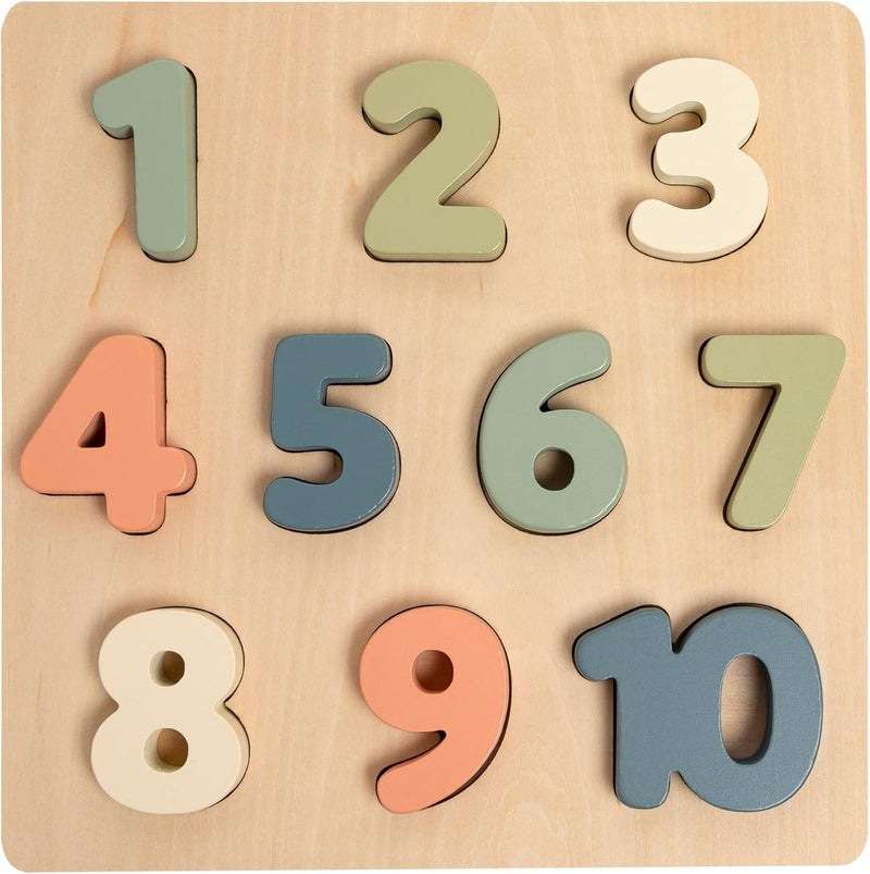 Pearhead Wooden Numbers Puzzle, Colorful Counting, Interactive Learning Board Educational Toy, Baby and Toddler Gift Boys or Girls - Image 1