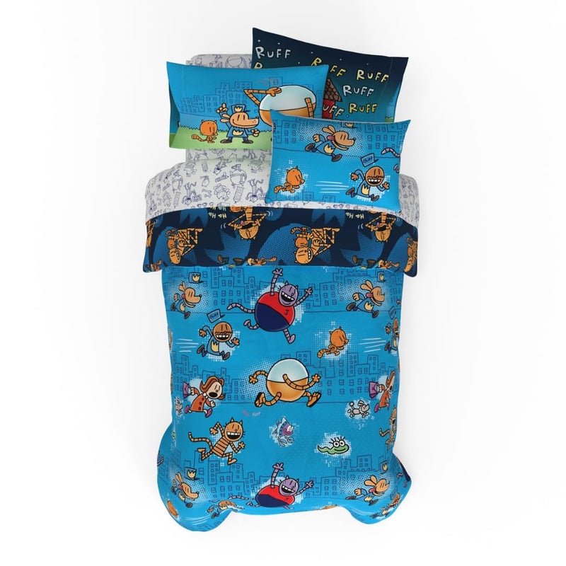 Franco Dog Man Supa Book Kids Bedding Super Soft & Cozy Reversible Microfiber Comforter and Sheet Set with Sham, 5 Piece Twin Size, (Officially Licensed Product) - Image 1