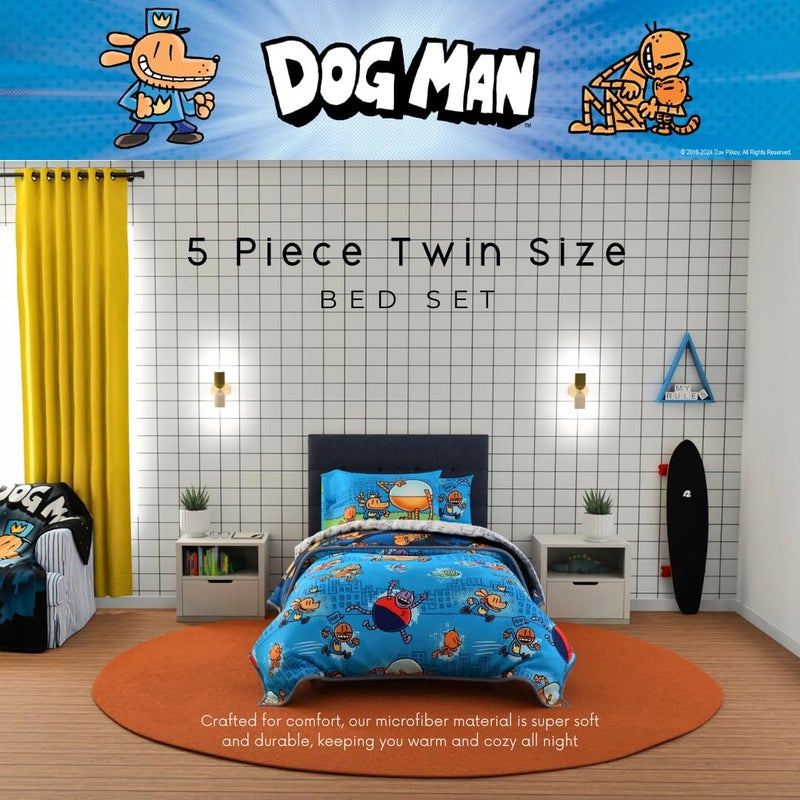 Franco Dog Man Supa Book Kids Bedding Super Soft & Cozy Reversible Microfiber Comforter and Sheet Set with Sham, 5 Piece Twin Size, (Officially Licensed Product) - Image 3