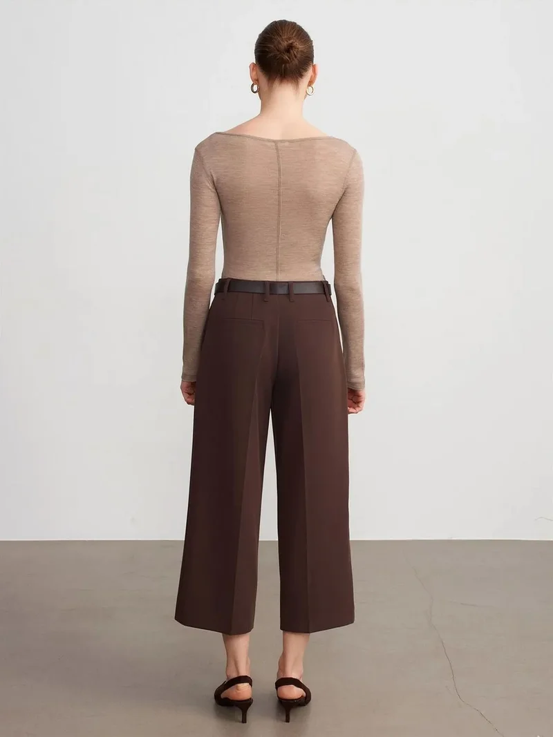 ديلفين DILVIN High-Waist Belted Crepe Culottes