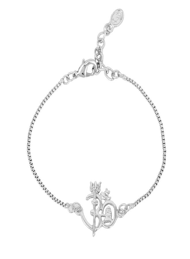 Estele Jewellery Bracelets for Men and Women Rhodium Plated Shivay Om Charm Bracelet Jewellery-102151-IR BR - Image 1