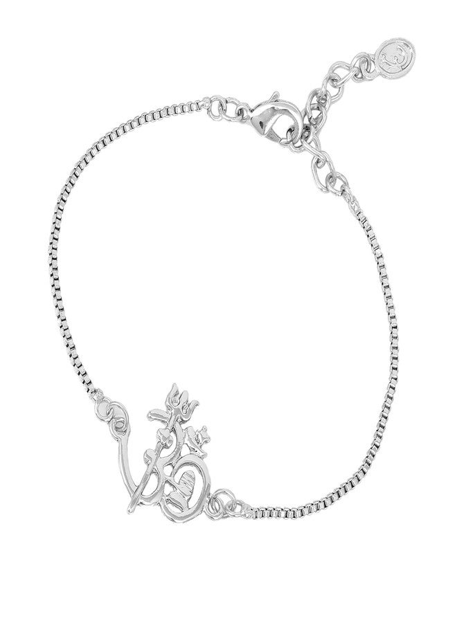 Estele Jewellery Bracelets for Men and Women Rhodium Plated Shivay Om Charm Bracelet Jewellery-102151-IR BR - Image 2