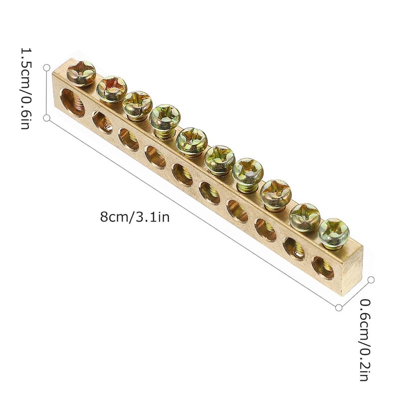 Galpada 4 قطع قضيب نحاسي للتوصيل الأرضي والمحايد مع براغي توصيل للخزائن الكهربائية - Image 3