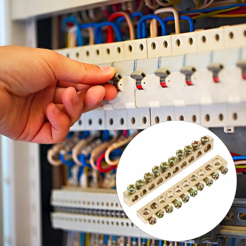 Galpada 4 قطع قضيب نحاسي للتوصيل الأرضي والمحايد مع براغي توصيل للخزائن الكهربائية - Image 4