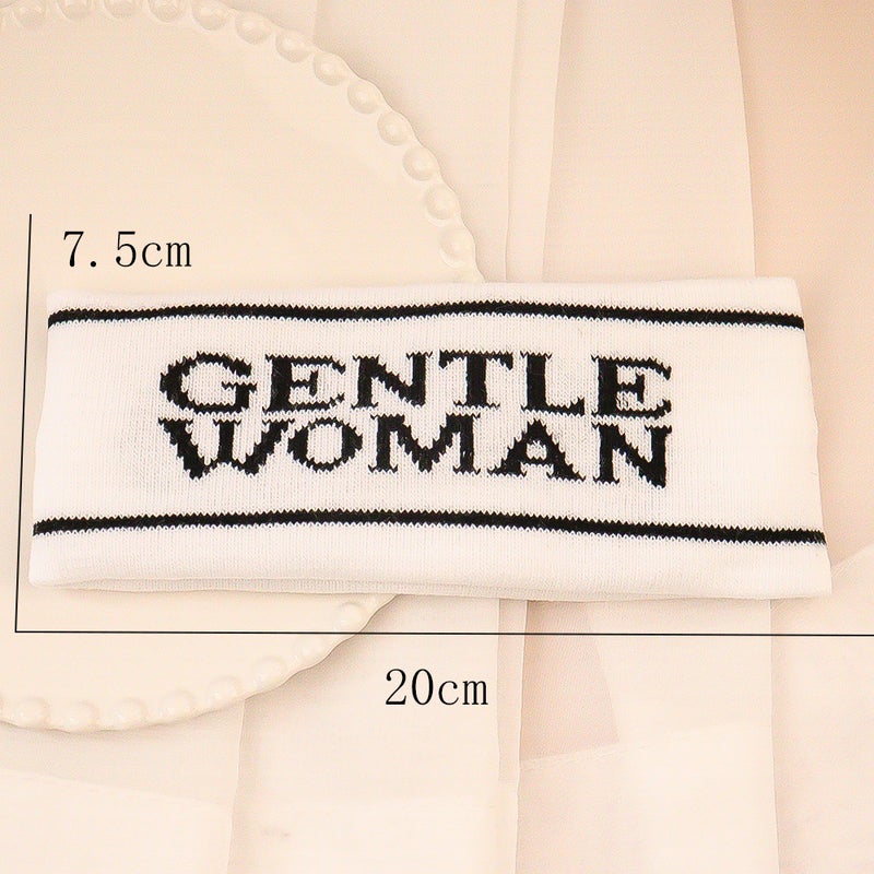 Loquat Versatile Letter Sports Hairband Sweat Absorbent Running Knit Stripe Hair Tie New Arrival Autumn/Winter Popular Explosion Style 1#