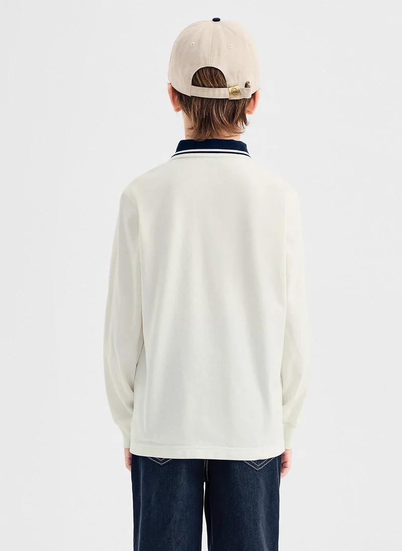 Balabala Kids Boy Lapel long sleeve T-shirt