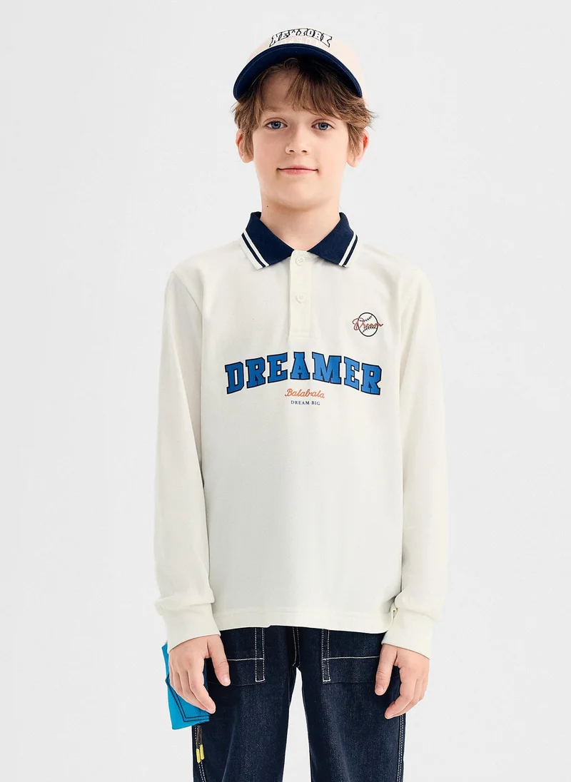 Balabala Kids Boy Lapel long sleeve T-shirt
