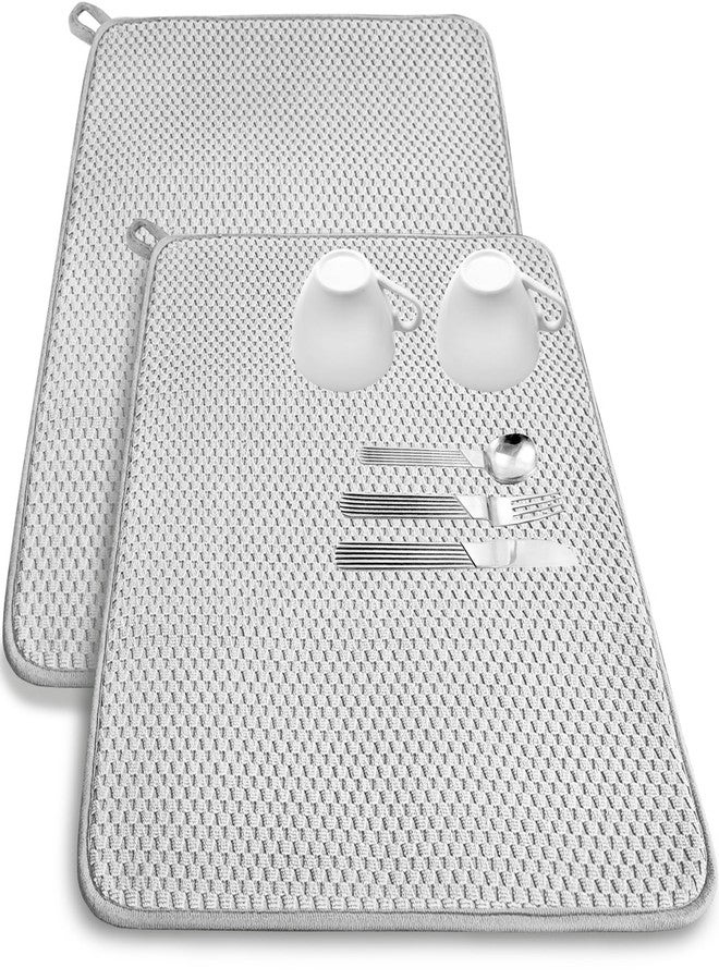 Bvrbaory 2 Pack Microfiber Dish Drying Mat,24x17" Large Size Highly Absorbent Dish Drainer Mat,Kitchen Counter Quick Dry Pads for Under Sink,Coffee Rack(Gray) - Image 1