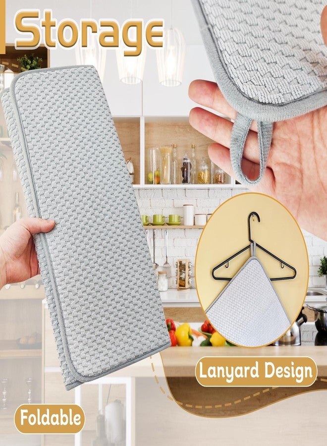 Bvrbaory 2 Pack Microfiber Dish Drying Mat,24x17" Large Size Highly Absorbent Dish Drainer Mat,Kitchen Counter Quick Dry Pads for Under Sink,Coffee Rack(Gray) - Image 4