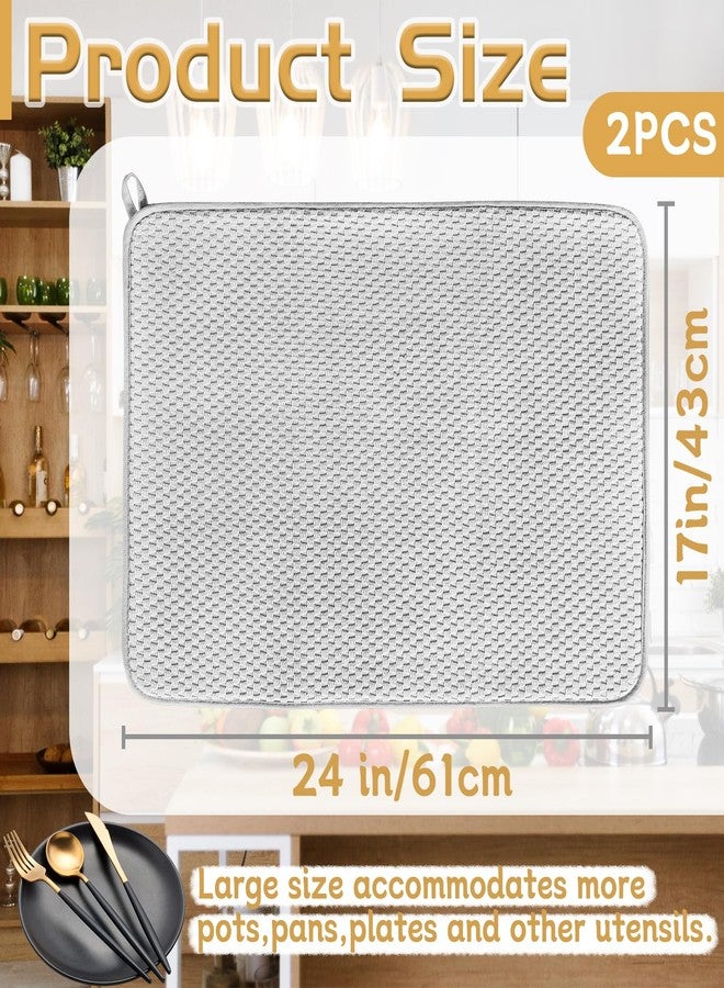 Bvrbaory 2 Pack Microfiber Dish Drying Mat,24x17" Large Size Highly Absorbent Dish Drainer Mat,Kitchen Counter Quick Dry Pads for Under Sink,Coffee Rack(Gray) - Image 2