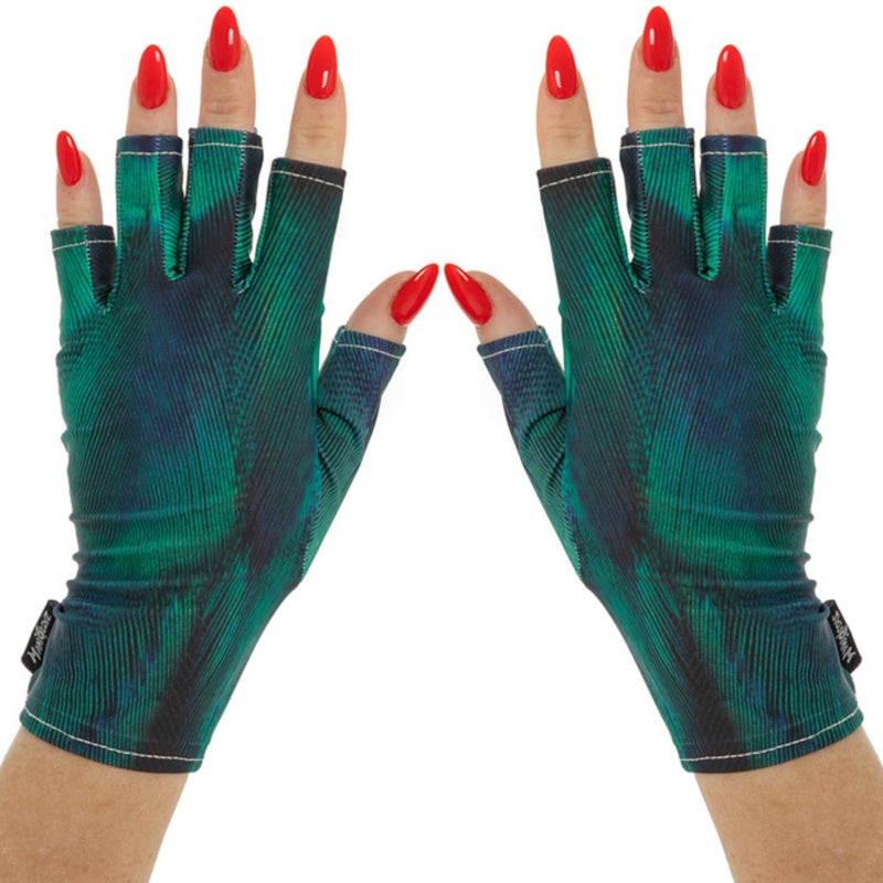 ManiGlovz - The Original UPF 50+ UV Light Protective Nail Gloves | Gel Manicure Gloves and Anti UV Fingerless Gloves for Women | Can be Used as Sun Protection Gloves for Driving | Peacock - Image 1