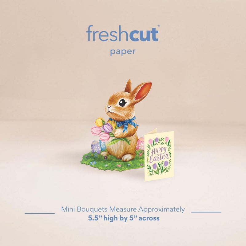 Freshcut Paper Mini Easter Bunny Pop Up Cards, 6 Inch Mini Sized 3D Popup Greeting Card, Easter Cards, Thinking of You Card, Mother's Day Gifts, Blank Notecard & Envelope - Image 5