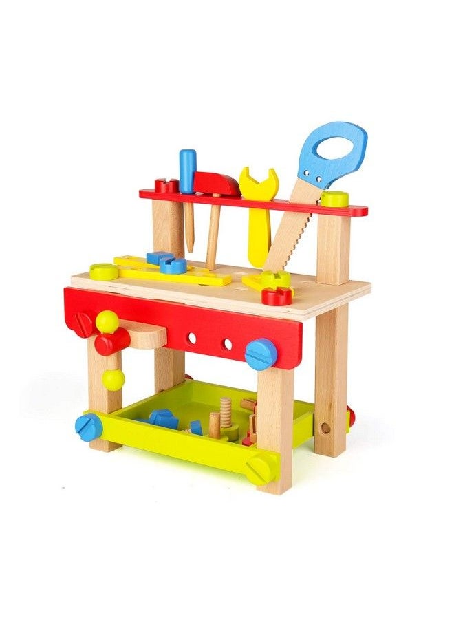 SainSmart Jr. - Wooden Bench Wooden Workbench With Tools For Toddlers, Kids Creative Wooden Building Set Construction Toy For 3+ Years Old And Up - Image 1