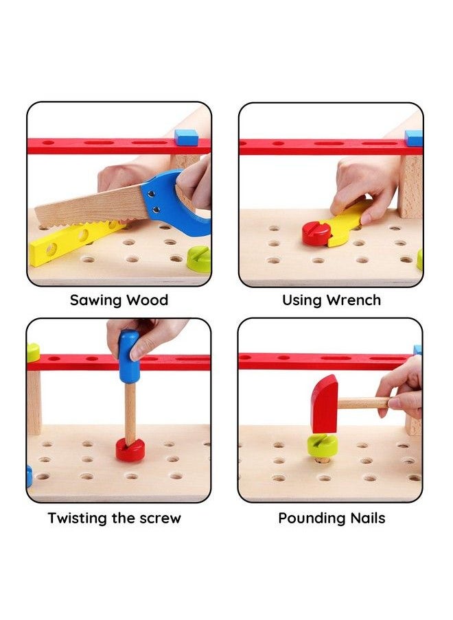 SainSmart Jr. - Wooden Bench Wooden Workbench With Tools For Toddlers, Kids Creative Wooden Building Set Construction Toy For 3+ Years Old And Up - Image 1