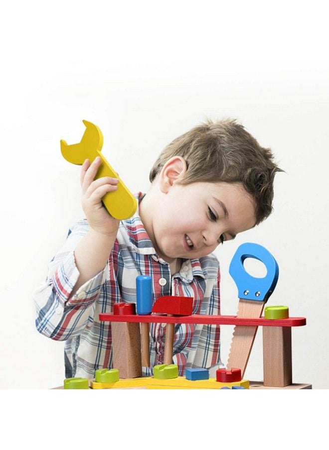 SainSmart Jr. - Wooden Bench Wooden Workbench With Tools For Toddlers, Kids Creative Wooden Building Set Construction Toy For 3+ Years Old And Up - Image 1