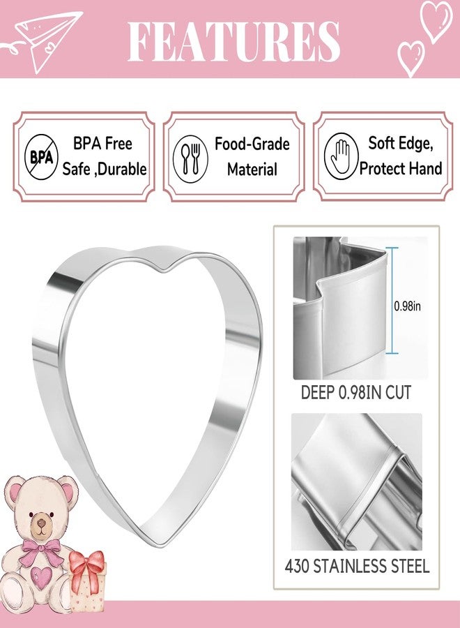 KAISHANE Love Heart Cookie Cutter Set - 5 Pieces Stainless Steel Heart Shaped Cookie Cutter Biscuit Pastry Cutter - Image 2