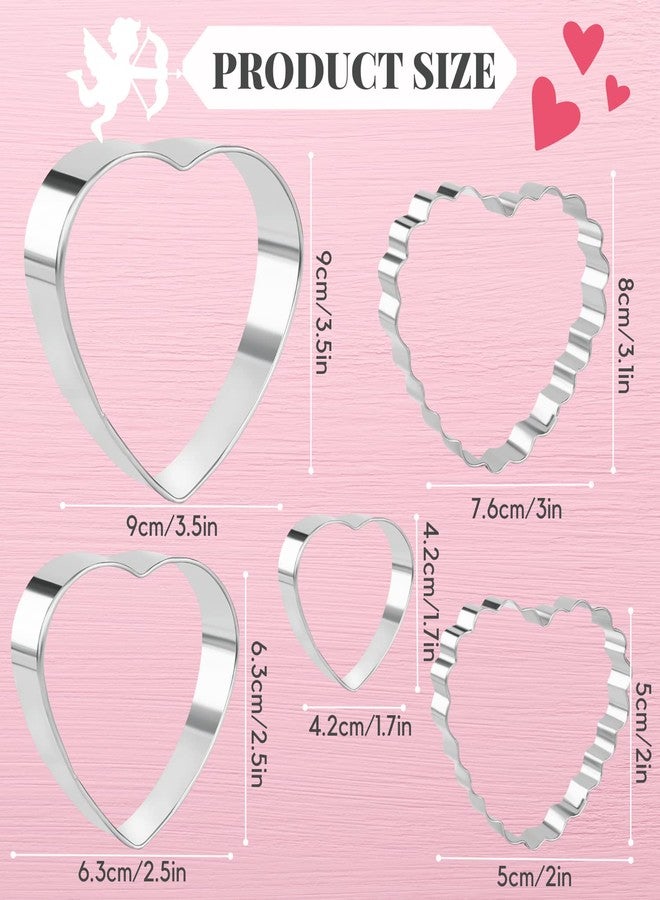KAISHANE Love Heart Cookie Cutter Set - 5 Pieces Stainless Steel Heart Shaped Cookie Cutter Biscuit Pastry Cutter - Image 3
