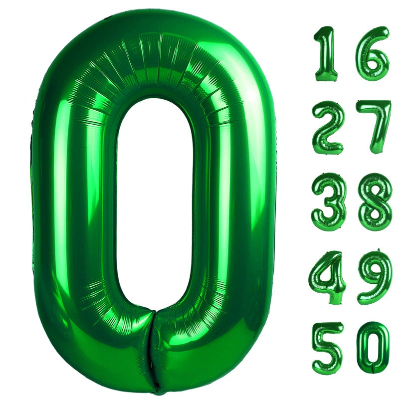 Kelfuoya 40 Inch Balloon Number 0 Green, Large Foil Green Number Balloons 0 for Girls Women, Digital 0 Helium Balloons for Baby Girls 12 20 21st Birthday Graduation Princess Party Decorations - Image 1