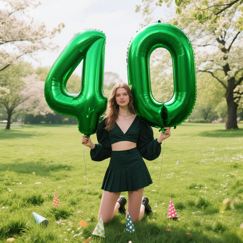 Kelfuoya 40 Inch Balloon Number 0 Green, Large Foil Green Number Balloons 0 for Girls Women, Digital 0 Helium Balloons for Baby Girls 12 20 21st Birthday Graduation Princess Party Decorations - Image 4