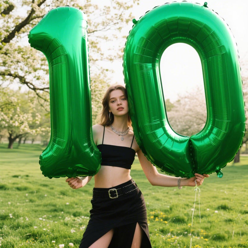 Kelfuoya 40 Inch Balloon Number 0 Green, Large Foil Green Number Balloons 0 for Girls Women, Digital 0 Helium Balloons for Baby Girls 12 20 21st Birthday Graduation Princess Party Decorations - Image 3