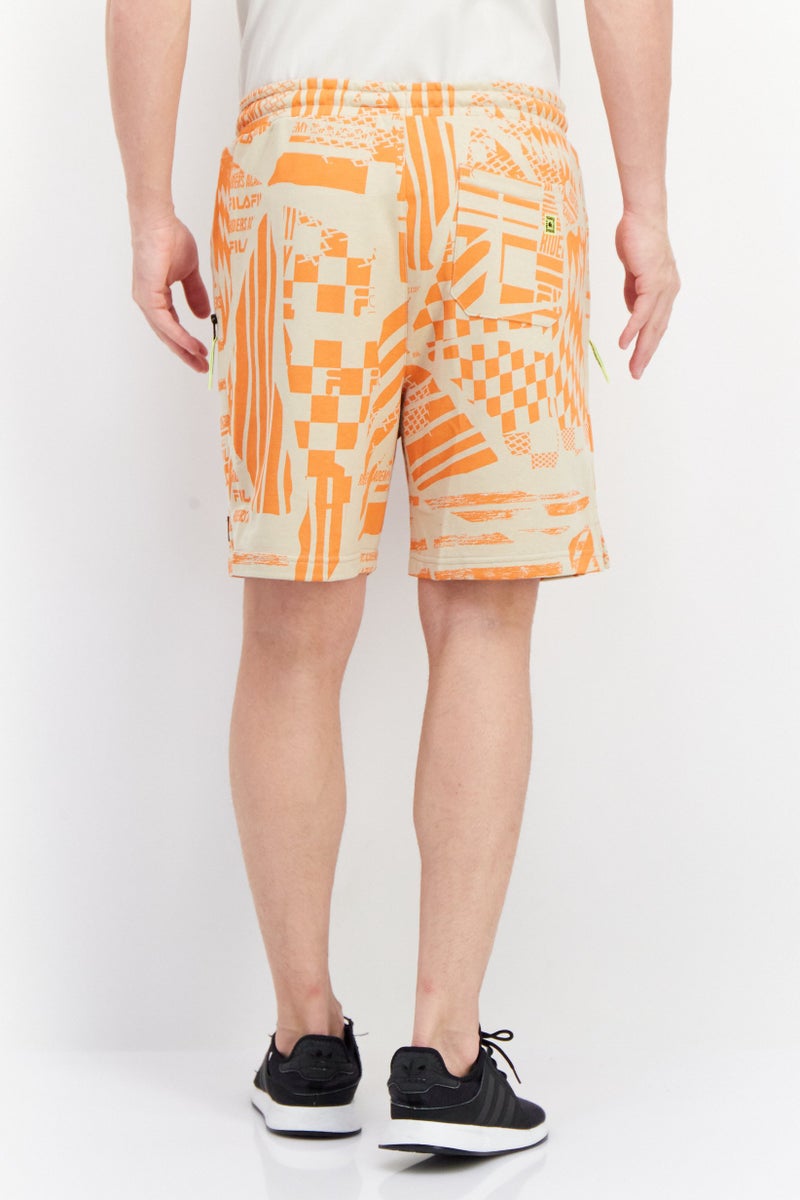 FILA شورتات تدريب رياضية للرجال بتصميم مطبوع شامل، زيتوني - Image 4