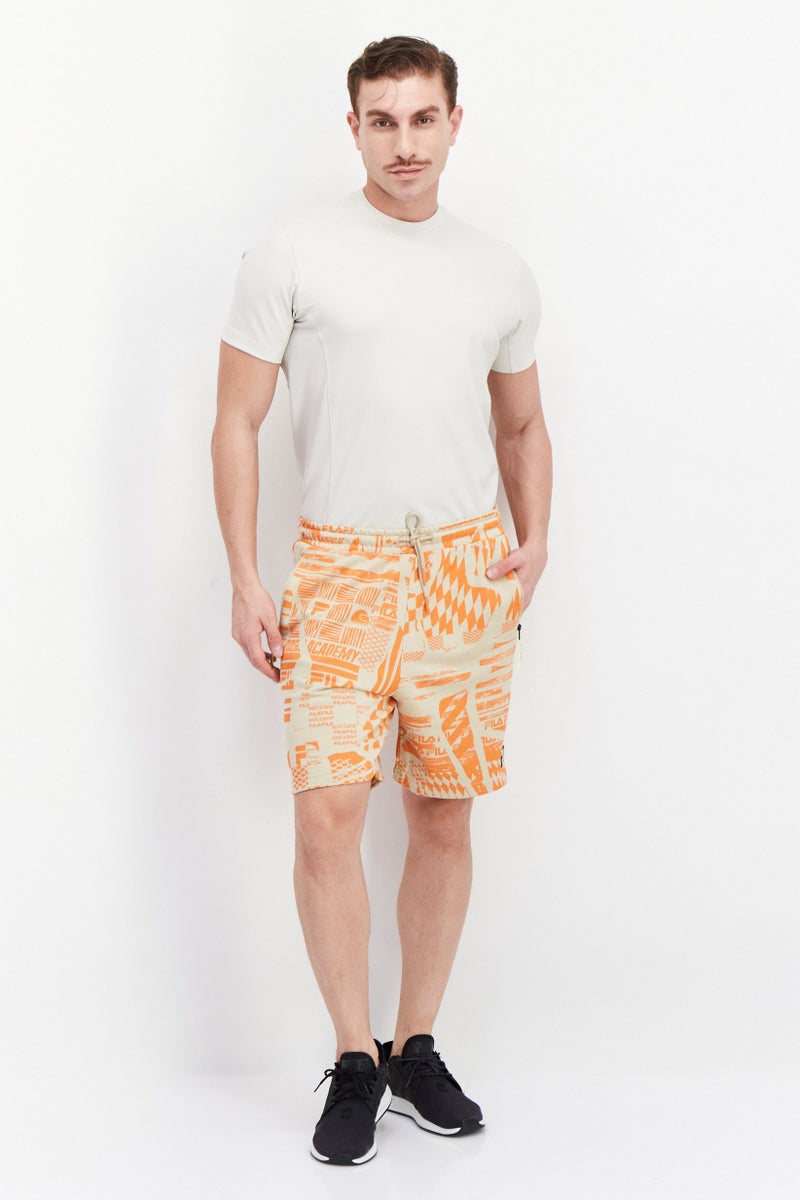 FILA شورتات تدريب رياضية للرجال بتصميم مطبوع شامل، زيتوني - Image 2