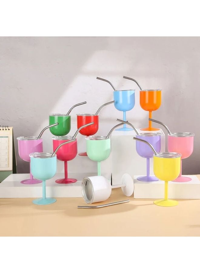 6 Mini Stemmed Champagne Glasses 4oz Insulated Cold Proof With Straws And Lids 6 Piece Set Random Matching - Image 2