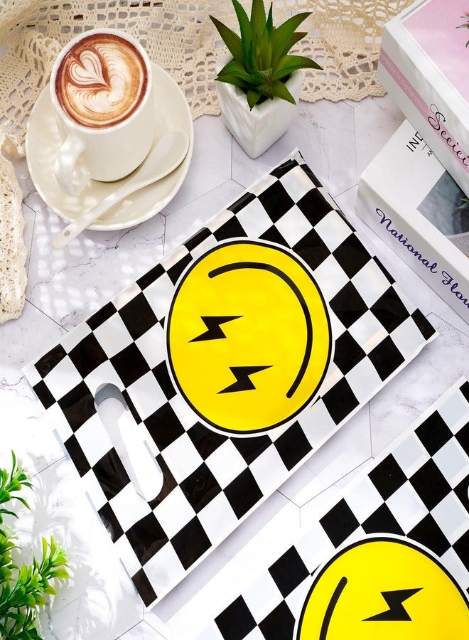 Whaline 72Pcs One Happy Dude Party Favor Bags Smile Face Checkered Plastic Treat Bags Goodie Candy Bags for Birthday Baby shower Party Gift Wrapping Supplies - Image 3