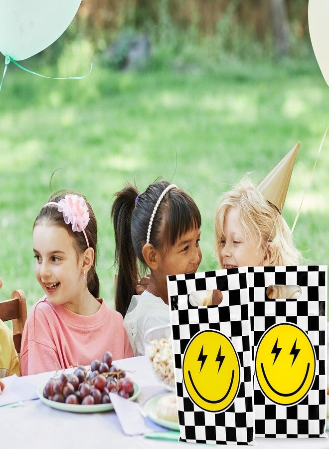 Whaline 72Pcs One Happy Dude Party Favor Bags Smile Face Checkered Plastic Treat Bags Goodie Candy Bags for Birthday Baby shower Party Gift Wrapping Supplies - Image 5