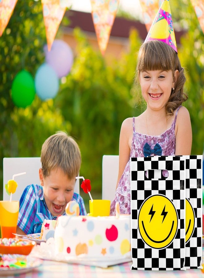 Whaline 72Pcs One Happy Dude Party Favor Bags Smile Face Checkered Plastic Treat Bags Goodie Candy Bags for Birthday Baby shower Party Gift Wrapping Supplies - Image 4