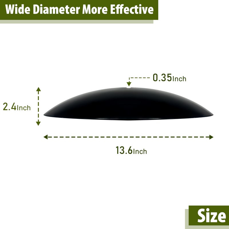 andergi 13" Bird Feeder Rain Guard, Hummingbird Feeders Shade Dome Cover, Hanging Baffle for Bird Feeder Pole,Smart Birds Feeder Umbrella (Black), 2 Pack - Image 3