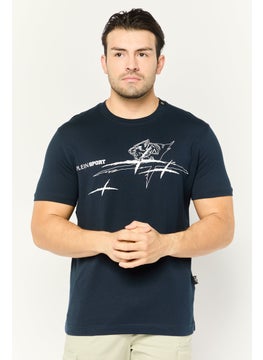 Plein Sport Men Sportswear Fit Short Sleeve Outdoor T-Shirt, Navy  - Image 1