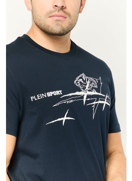 Plein Sport Men Sportswear Fit Short Sleeve Outdoor T-Shirt, Navy  - Image 3