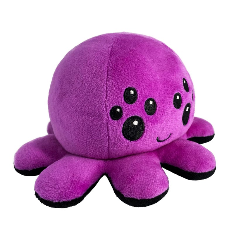 TeeTurtle - The Original Reversible Spider Plushie - Purple + Black - Cute Sensory Fidget Stuffed Animals That Show Your Mood - Perfect for Halloween! - Image 1