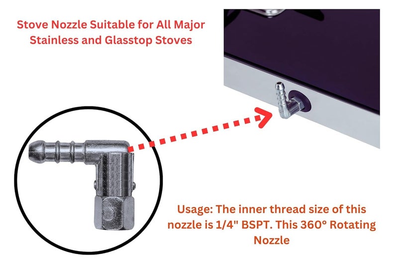 Sun flash 360 RevolvingRotating Nozzle Head for Gas Stove Hose Pipe Connection Fits All Gas Stoves Ghumta Nipple Elbow Joint Combo Pack of 1 Nozzle 4pc Aluminum Pack OF 2 - Image 5