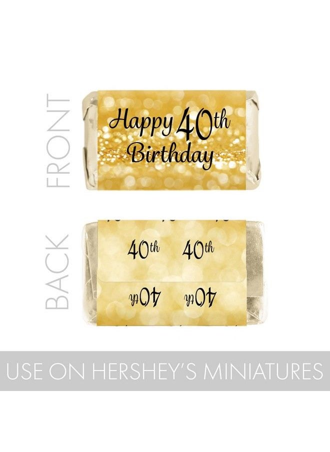 DISTINCTIVS Black And Gold 40Th Birthday Party Mini Candy Bar Wrappers 45 Stickers  - Image 5