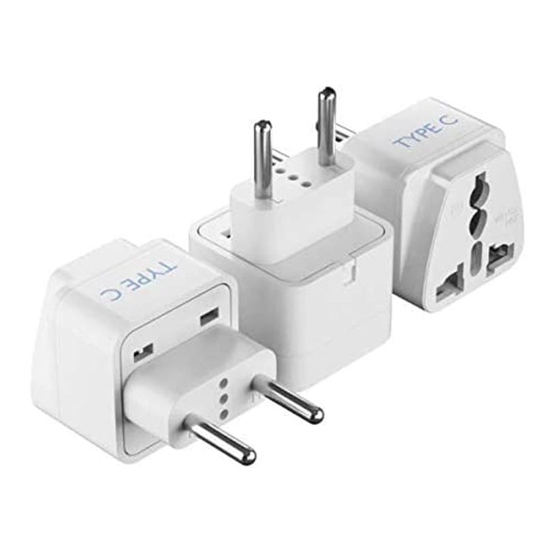 Ceptics European Travel Plug Adapter Type C Universal to European EU Power Charge your Electronics in Italy Greece Germany Outlet Adaptor 3 Pack