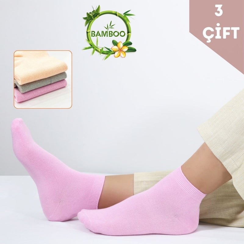 Kral Socks Women's Bamboo Booties (3 Pieces) Invisible Seamless Perfumed Short Summer Women's Socks  - Image 1
