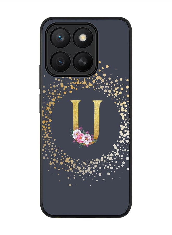 Stylizedd For Honor X8c Case,Slim fit Camera Protection, Shockproof Thin Phone cover  - Custom Monogram Floral - U  (Grey )