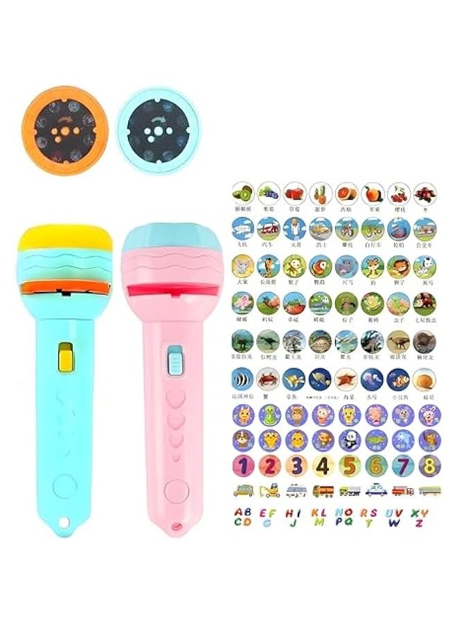 دوركو 2 جهاز كمبيوتر شخصي مصباح مشهد مع 88 أنماط مختلفة و 11 شرائح ضوء فلاش الإسقاط - ألعاب تعليمية للأطفال مع أبجدي ABCD ، 1234 العد والعديد من المواضيع الأخرى للمتعة الليلية (الوردي والخضراء) - Image 1