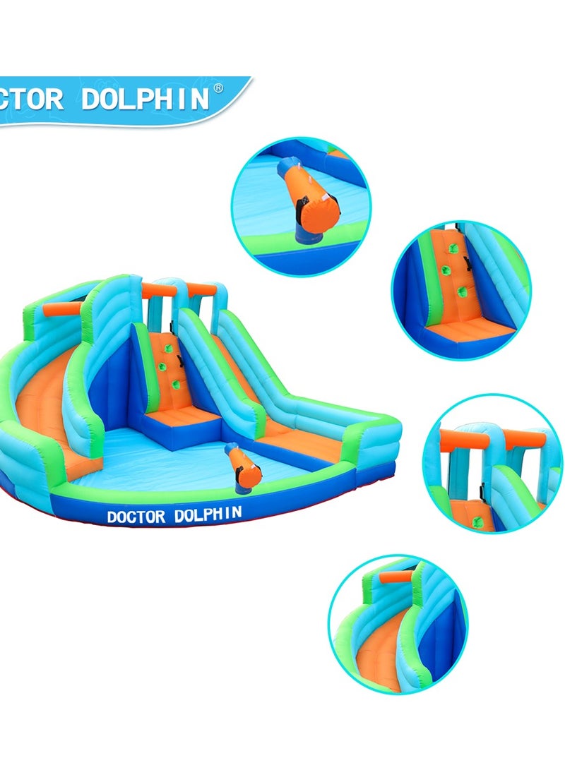doctor dolphin Children's inflatable water trampoline with slide390×350×210cm - Image 2