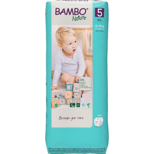 Bambo Nature Hypoallergenic Baby Diapers, Eco-Labeled Diapers, Enhanced Leakage Protection, Totally Chlorine-Free, Skin Friendly, and Super Absorbent - Size 5 (44 Count) - Image 1