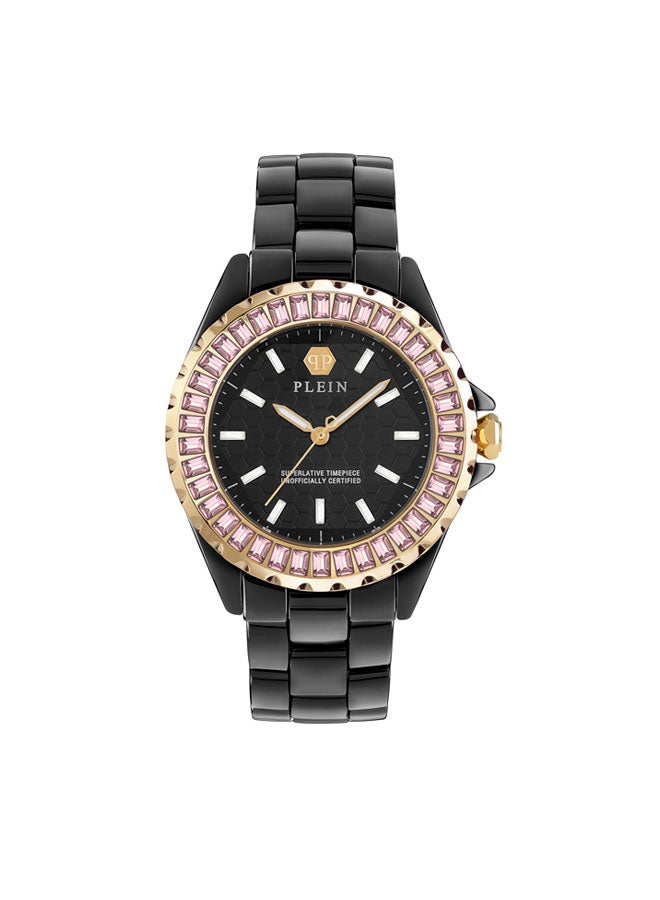 PHILIPP PLEIN PLEIN HEAVEN Women's Watch, Black Ceramic Strap, Pink Crystal Bezel, 38mm Ceramic Case, 3-Hand Quartz Movement, 50m Water Resistance  - Image 1
