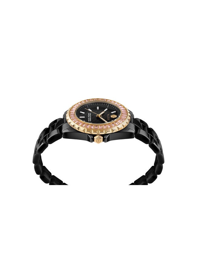 PHILIPP PLEIN PLEIN HEAVEN Women's Watch, Black Ceramic Strap, Pink Crystal Bezel, 38mm Ceramic Case, 3-Hand Quartz Movement, 50m Water Resistance  - Image 2