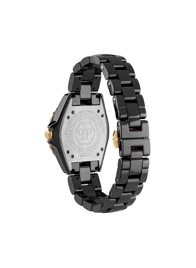 PHILIPP PLEIN PLEIN HEAVEN Women's Watch, Black Ceramic Strap, Pink Crystal Bezel, 38mm Ceramic Case, 3-Hand Quartz Movement, 50m Water Resistance