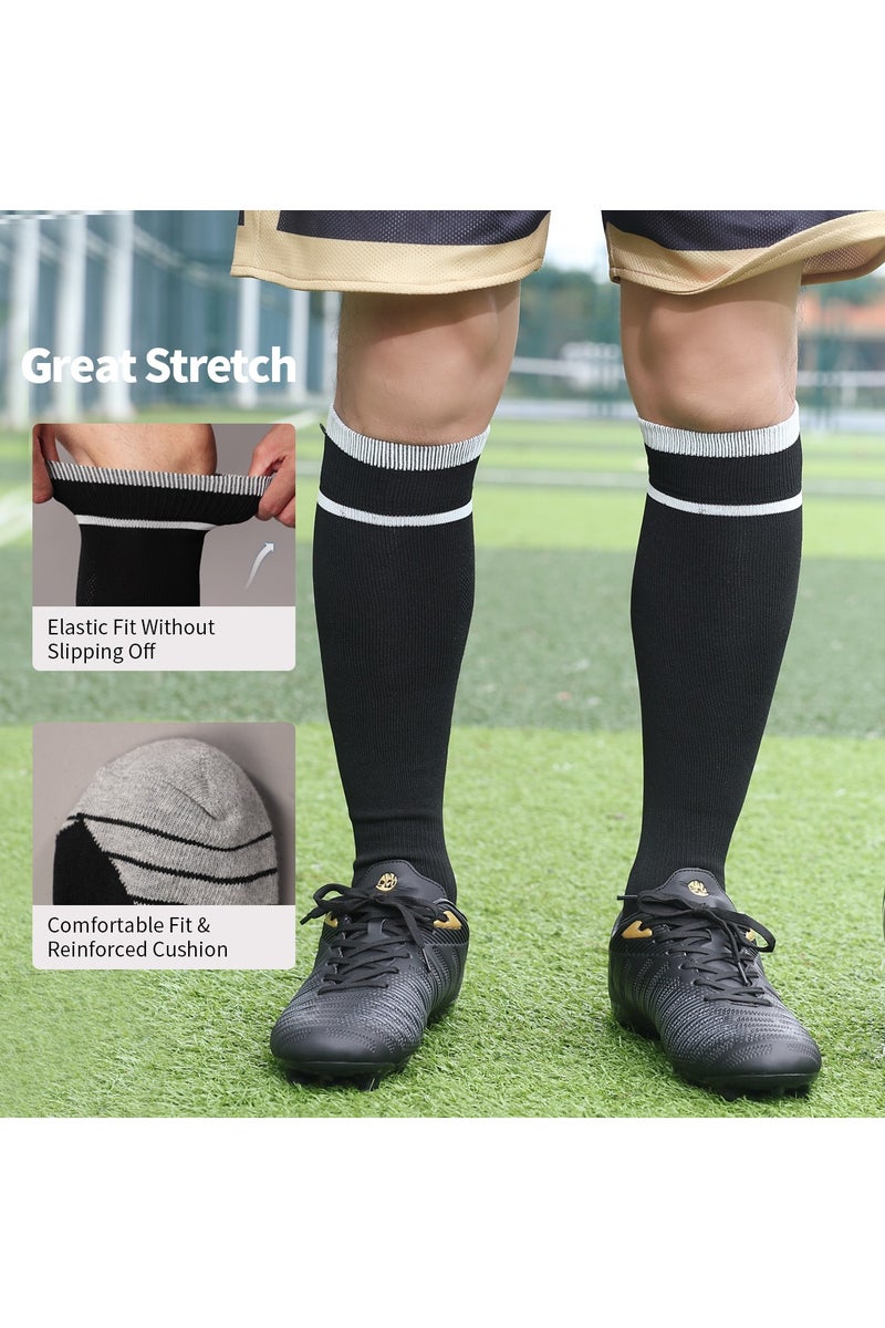 SKY WING Men And Women Knee High Football Socks Team Sport Cushion Athletic Soccer Socks for Unisex Adult-Black-4 Pair - Image 2