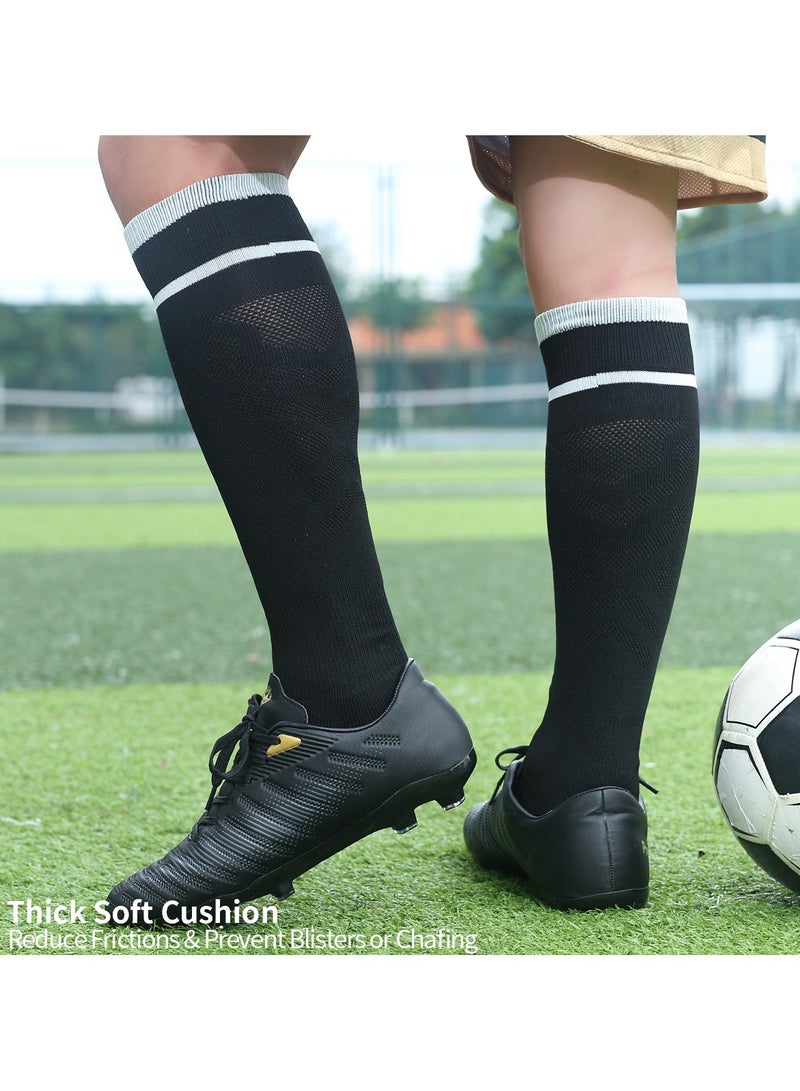 SKY WING Men And Women Knee High Football Socks Team Sport Cushion Athletic Soccer Socks for Unisex Adult-Black-4 Pair - Image 5